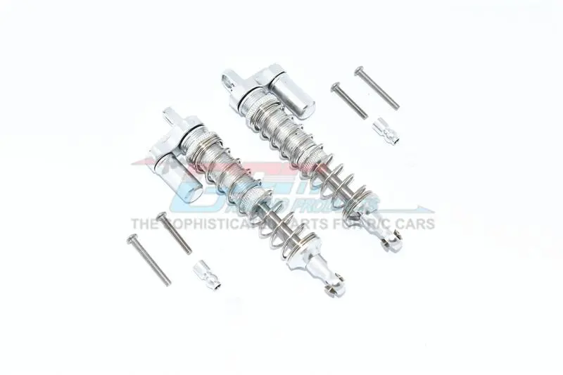 Axial Capra 1.9 Unlimited Trail Buggy Aluminum Front Or Rear L-Shape Piggy Back Spring Dampers 100Mm - 2Pc Set Silver 1