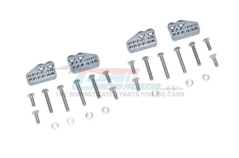 Axial Capra 1.9 Unlimited Trail Buggy Aluminum Front & Rear Shock Mount - 28Pc Set Gray Silver 1