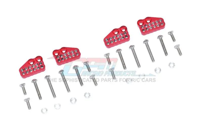 Axial Capra 1.9 Unlimited Trail Buggy Aluminum Front & Rear Shock Mount - 28Pc Set Red 1