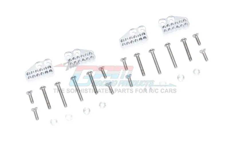 Axial Capra 1.9 Unlimited Trail Buggy Aluminum Front & Rear Shock Mount - 28Pc Set Silver 1