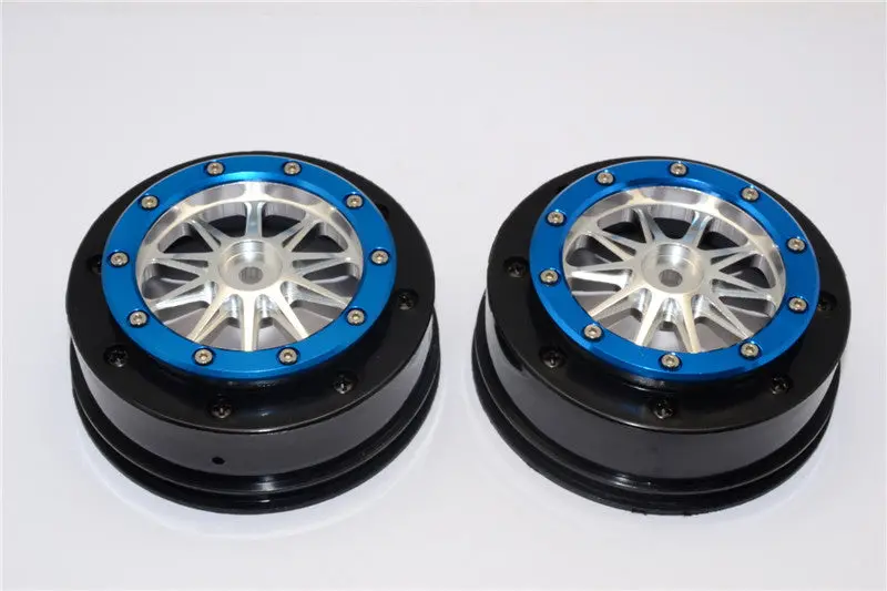 Axial Exo & Scx10 Nylon Front Rims Frame With Aluminum 10 Poles Beadlock Rims - 1Pr Set Silver 1