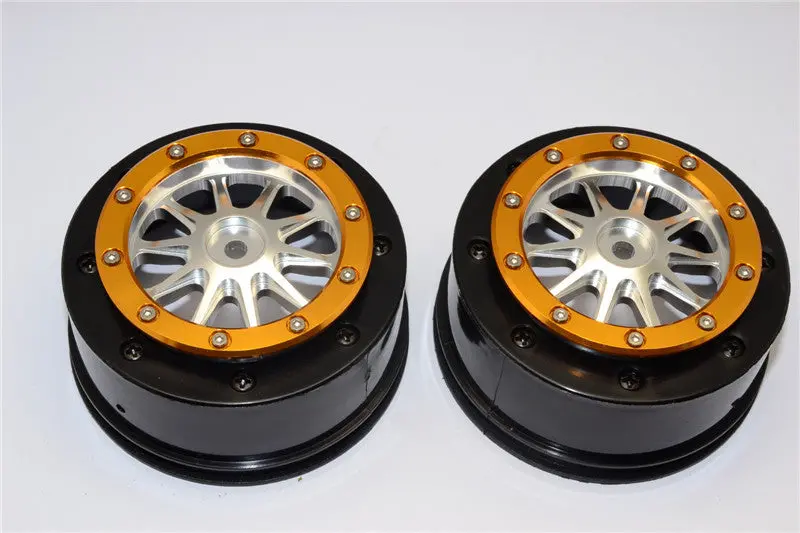 Axial Exo & Scx10 Nylon Rear Rims Frame With Aluminum 10 Poles Beadlock Rims - 1Pr Set Silver 1