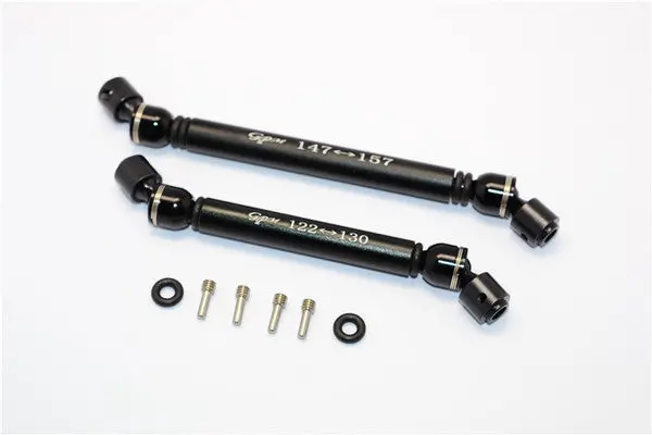 Axial Rr10 Bomber Aluminum Front & Rear Main Drive Shaft With Steel Joint (S:122Mm-130Mm, L:147Mm-157Mm) - 2Pcs Set Black 1