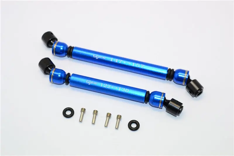 Axial Rr10 Bomber Aluminum Front & Rear Main Drive Shaft With Steel Joint (S:122Mm-130Mm, L:147Mm-157Mm) - 2Pcs Set Blue 1