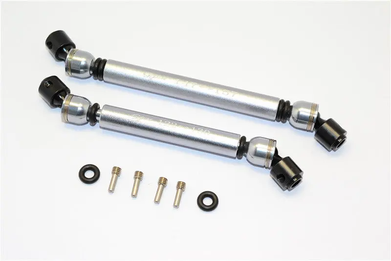 Axial Rr10 Bomber Aluminum Front & Rear Main Drive Shaft With Steel Joint (S:122Mm-130Mm, L:147Mm-157Mm) - 2Pcs Set Gray Silver 1