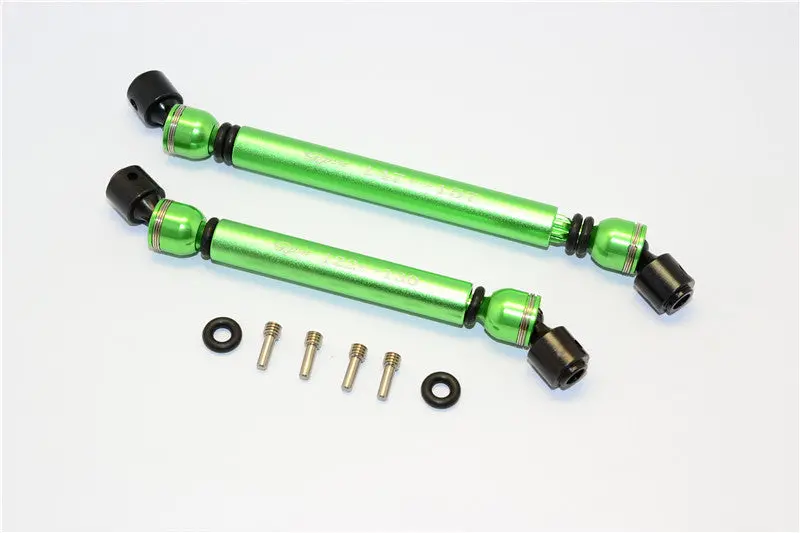 Axial Rr10 Bomber Aluminum Front & Rear Main Drive Shaft With Steel Joint (S:122Mm-130Mm, L:147Mm-157Mm) - 2Pcs Set Green 1