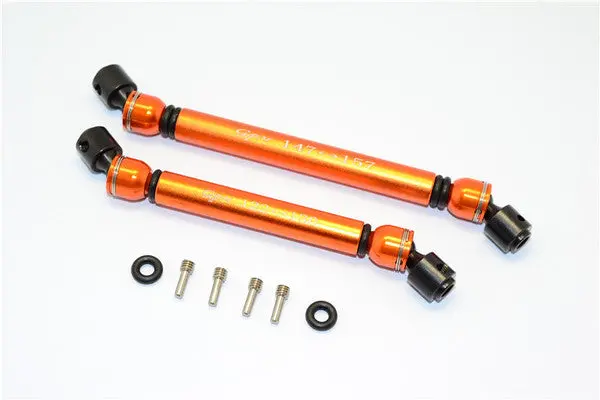 Axial Rr10 Bomber Aluminum Front & Rear Main Drive Shaft With Steel Joint (S:122Mm-130Mm, L:147Mm-157Mm) - 2Pcs Set Orange 1