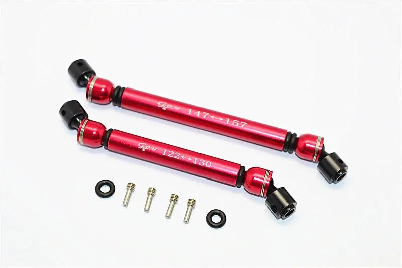 Axial Rr10 Bomber Aluminum Front & Rear Main Drive Shaft With Steel Joint (S:122Mm-130Mm, L:147Mm-157Mm) - 2Pcs Set Red 1