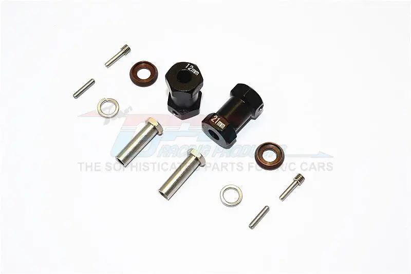 Axial Rr10 Bomber Aluminum Wheel Hex Adapters 21Mm Width (Use For 4Mm Thread Wheel Shaft & 5Mm Hole Wheel) - 1Pr Set Black 1