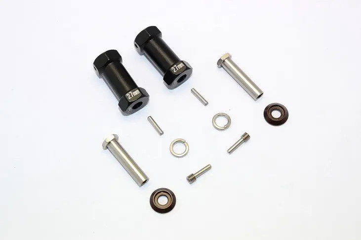 Axial Rr10 Bomber Aluminum Wheel Hex Adapters 27Mm Width (Use For 4Mm Thread Wheel Shaft & 5Mm Hole Wheel) - 1Pr Set Black 1