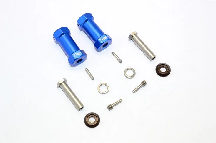 Axial Rr10 Bomber Aluminum Wheel Hex Adapters 27Mm Width (Use For 4Mm Thread Wheel Shaft & 5Mm Hole Wheel) - 1Pr Set Blue 1