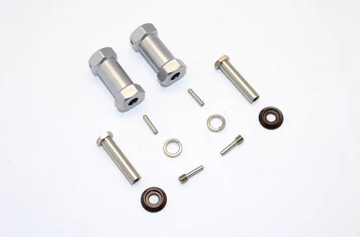 Axial Rr10 Bomber Aluminum Wheel Hex Adapters 27Mm Width (Use For 4Mm Thread Wheel Shaft & 5Mm Hole Wheel) - 1Pr Set Gray Silver 1