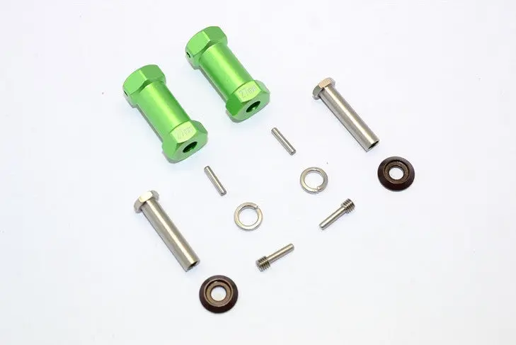 Axial Rr10 Bomber Aluminum Wheel Hex Adapters 27Mm Width (Use For 4Mm Thread Wheel Shaft & 5Mm Hole Wheel) - 1Pr Set Green 1