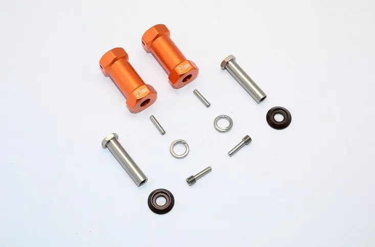 Axial Rr10 Bomber Aluminum Wheel Hex Adapters 27Mm Width (Use For 4Mm Thread Wheel Shaft & 5Mm Hole Wheel) - 1Pr Set Orange 1