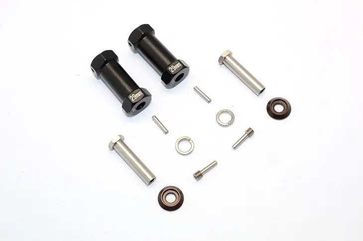Axial Rr10 Bomber Aluminum Wheel Hex Adapters 29Mm Width (Use For 4Mm Thread Wheel Shaft & 5Mm Hole Wheel) - 1Pr Set Black 1