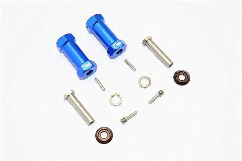 Axial Rr10 Bomber Aluminum Wheel Hex Adapters 29Mm Width (Use For 4Mm Thread Wheel Shaft & 5Mm Hole Wheel) - 1Pr Set Blue 1