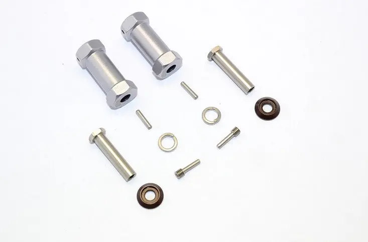 Axial Rr10 Bomber Aluminum Wheel Hex Adapters 29Mm Width (Use For 4Mm Thread Wheel Shaft & 5Mm Hole Wheel) - 1Pr Set Gray Silver 1