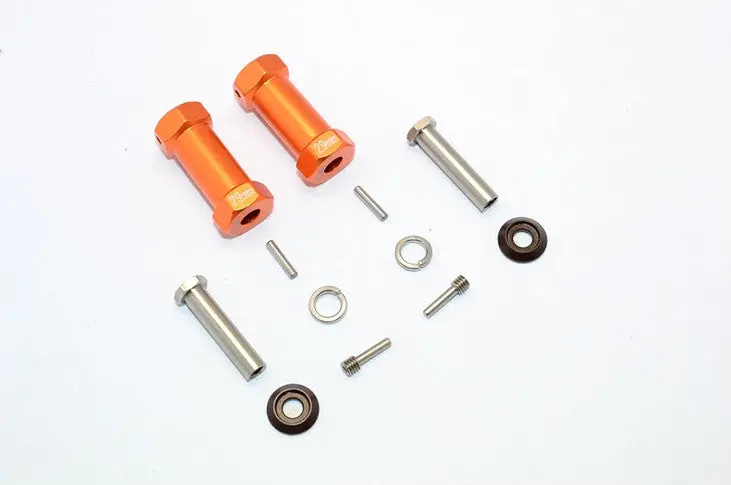 Axial Rr10 Bomber Aluminum Wheel Hex Adapters 29Mm Width (Use For 4Mm Thread Wheel Shaft & 5Mm Hole Wheel) - 1Pr Set Orange 1