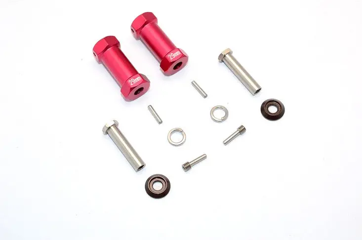 Axial Rr10 Bomber Aluminum Wheel Hex Adapters 29Mm Width (Use For 4Mm Thread Wheel Shaft & 5Mm Hole Wheel) - 1Pr Set Red 1