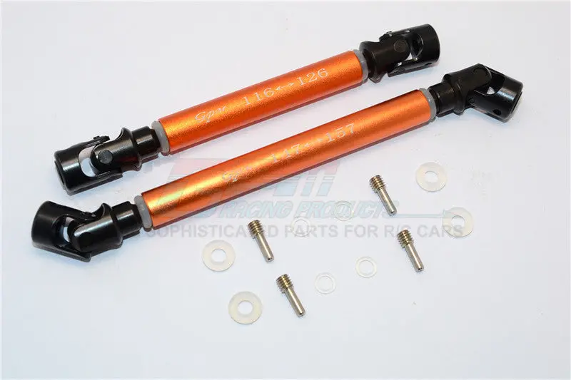 Axial Rr10 Bomber Steel Adjustable Main Shaft With Aluminum Body - 1Pr Set Orange 1