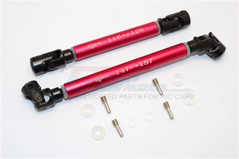 Axial Rr10 Bomber Steel Adjustable Main Shaft With Aluminum Body - 1Pr Set Red 1