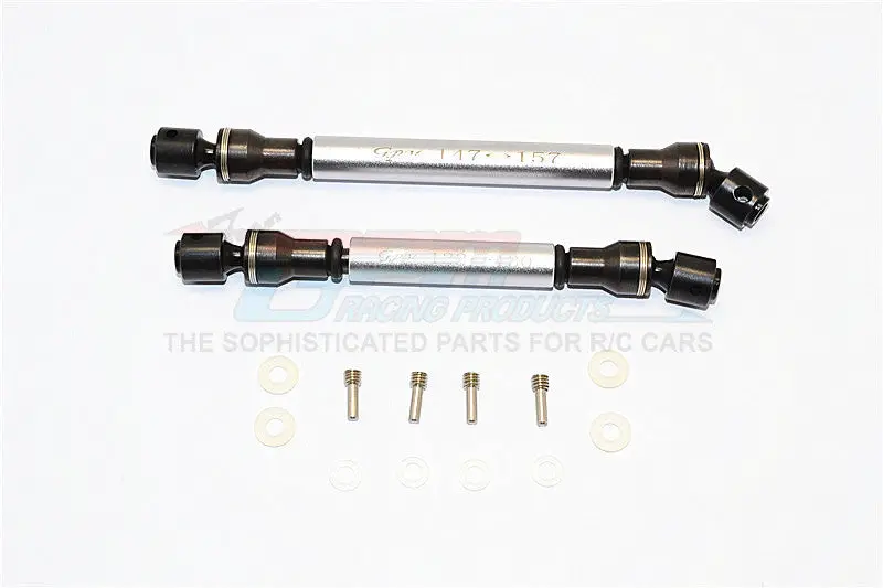 Axial Rr10 Bomber Steel+Aluminum Front & Rear Main Drive Shaft (147Mm-157Mm, 122Mm-130Mm) - 2Pcs Set Gray Silver 1