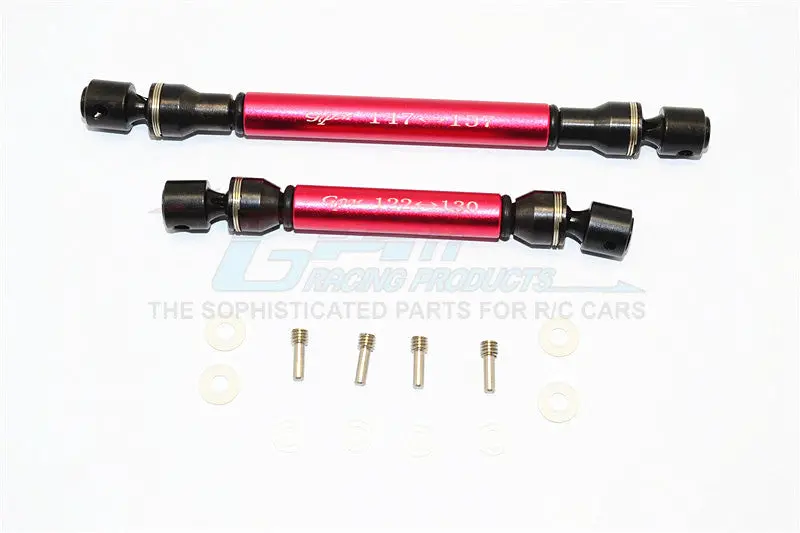 Axial Rr10 Bomber Steel+Aluminum Front & Rear Main Drive Shaft (147Mm-157Mm, 122Mm-130Mm) - 2Pcs Set Red 1