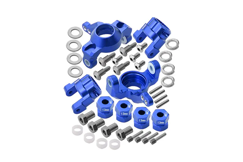 Axial Rr10 Bomber & Wraith Aluminum Front C-Hub & Knuckle Arm (5 Degree Caster) - 4Pcs Set Blue 1