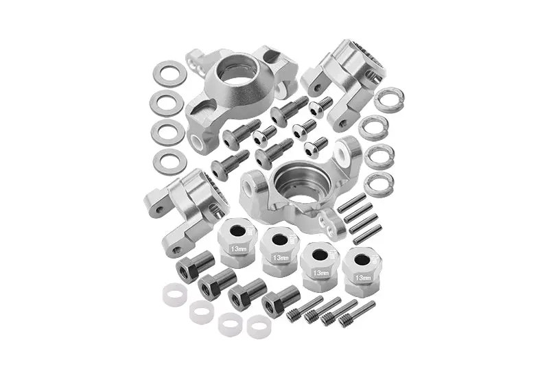 Axial Rr10 Bomber & Wraith Aluminum Front C-Hub & Knuckle Arm (5 Degree Caster) - 4Pcs Set Gray Silver 1