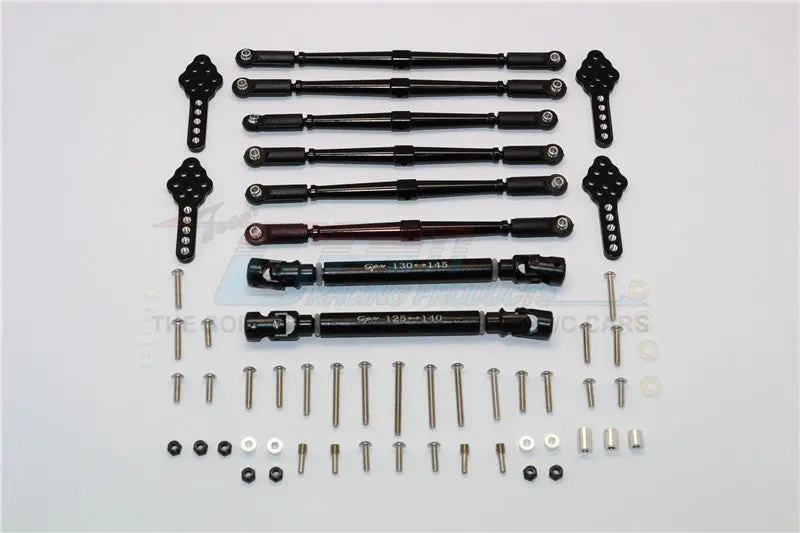 Axial Scx10 (Ax90022) Aluminum Chassis Lift Combo (Switch From 77Mm To 87Mm) - 62Pcs Set Black 1