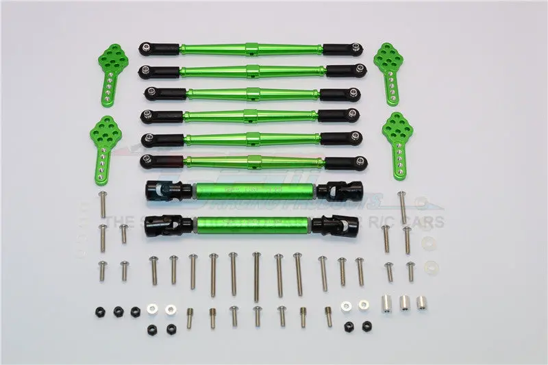 Axial Scx10 (Ax90022) Aluminum Chassis Lift Combo (Switch From 77Mm To 87Mm) - 62Pcs Set Green 1