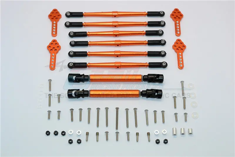 Axial Scx10 (Ax90022) Aluminum Chassis Lift Combo (Switch From 77Mm To 87Mm) - 62Pcs Set Orange 1