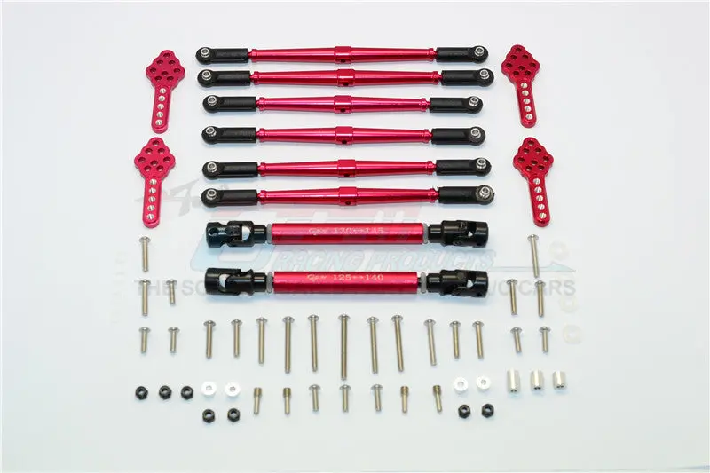 Axial Scx10 (Ax90022) Aluminum Chassis Lift Combo (Switch From 77Mm To 87Mm) - 62Pcs Set Red 1