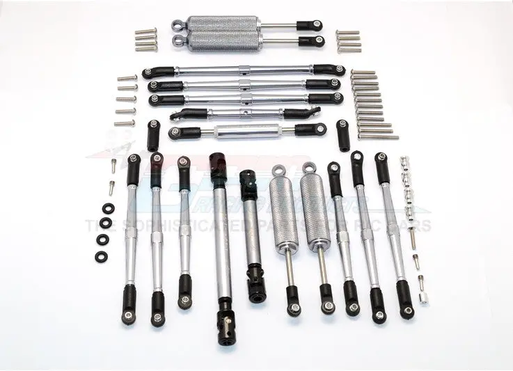 Axial Scx10 Ii (Ax90046) Aluminum Chassis Lift Up Combo (Switch From 77Mm To 100Mm) - 1 Set Gray Silver 1