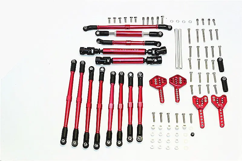 Axial Scx10 Ii (Ax90046) Aluminum Chassis Lift Up Combo (Tie Rods & Center Shaft & Damper Mount) - 1 Set Red 1