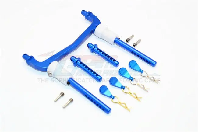 Axial Scx10 Ii (Ax90046) Aluminum Front/Rear Body Post Mount With Clips - 1 Set Blue 1