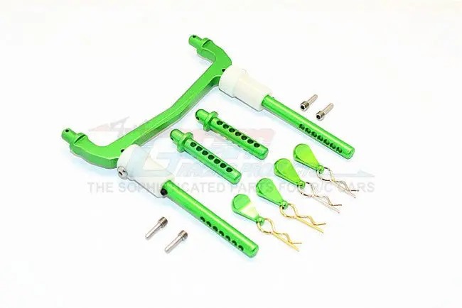 Axial Scx10 Ii (Ax90046) Aluminum Front/Rear Body Post Mount With Clips - 1 Set Green 1