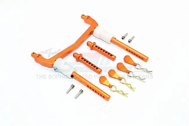 Axial Scx10 Ii (Ax90046) Aluminum Front/Rear Body Post Mount With Clips - 1 Set Orange 1