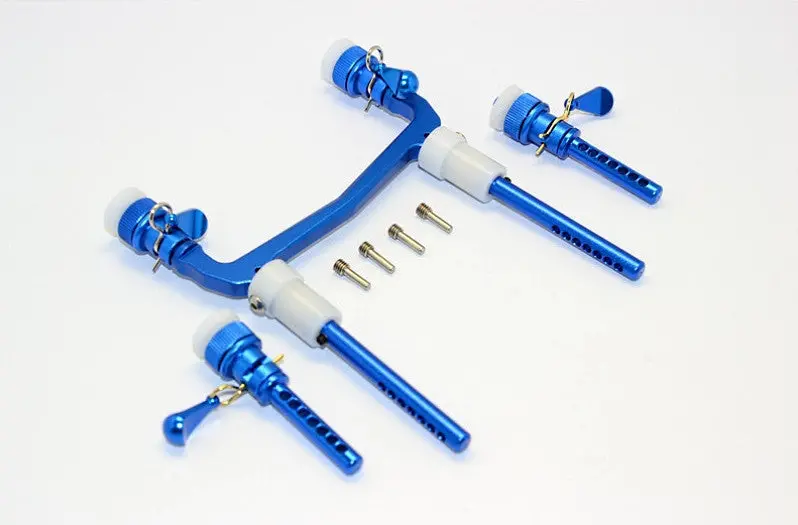 Axial Scx10 Ii (Ax90046) Aluminum Front/Rear Body Post Mount With Magnet Post & Clips - 1 Set Blue 1
