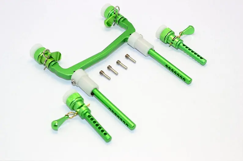 Axial Scx10 Ii (Ax90046) Aluminum Front/Rear Body Post Mount With Magnet Post & Clips - 1 Set Green 1