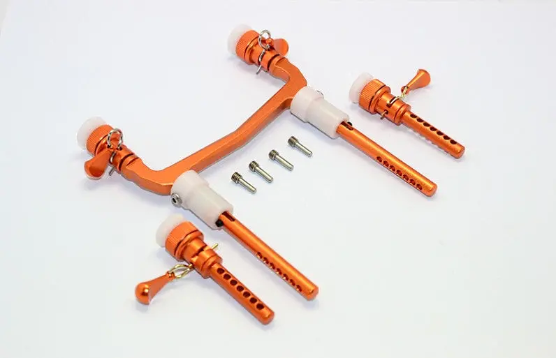 Axial Scx10 Ii (Ax90046) Aluminum Front/Rear Body Post Mount With Magnet Post & Clips - 1 Set Orange 1