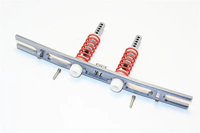 Axial Scx10 Ii (Ax90046) Aluminum Rear Bumper With Spring - 1 Set Gray Silver 1
