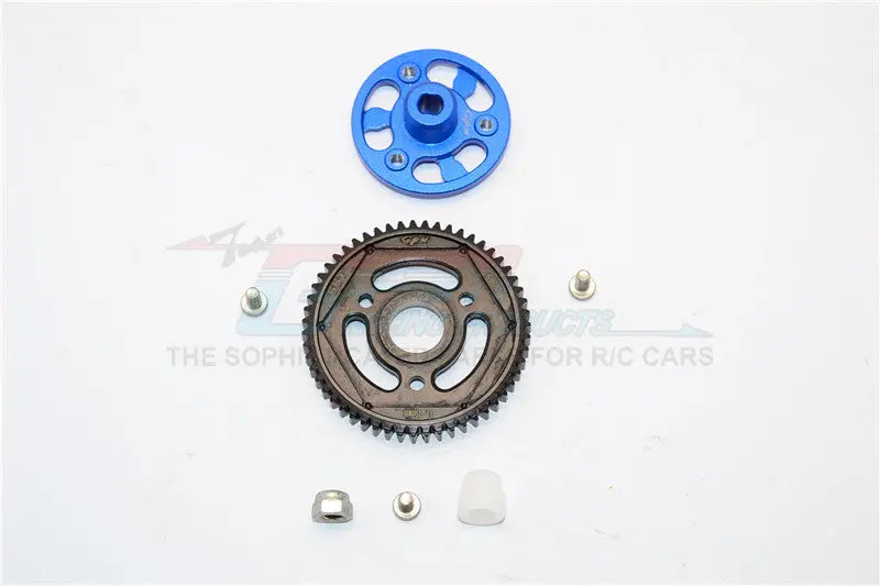 Axial Scx10 Ii (Ax90046) Aluminum Spur Gear Adapter + Steel Gear 55T - 1 Set Blue 1