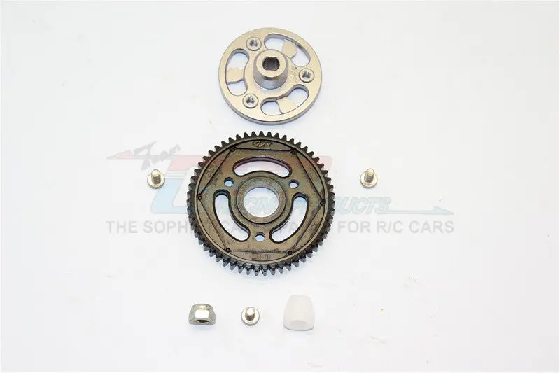 Axial Scx10 Ii (Ax90046) Aluminum Spur Gear Adapter + Steel Gear 55T - 1 Set Gray Silver 1