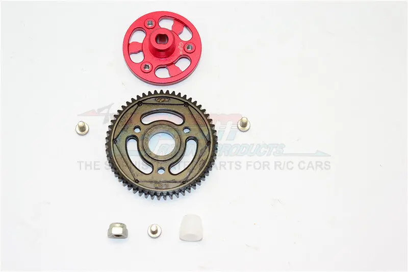 Axial Scx10 Ii (Ax90046) Aluminum Spur Gear Adapter + Steel Gear 55T - 1 Set Red 1