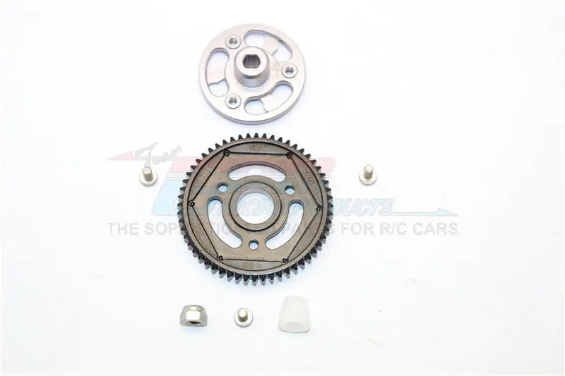 Axial Scx10 Ii (Ax90046) Aluminum Spur Gear Adapter + Steel Gear 56T - 1 Set Gray Silver 1