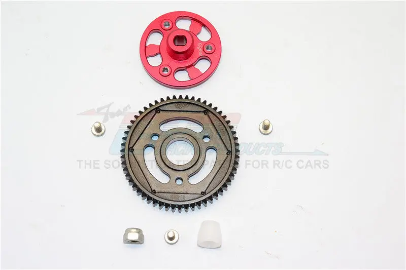 Axial Scx10 Ii (Ax90046) Aluminum Spur Gear Adapter + Steel Gear 56T - 1 Set Red 1