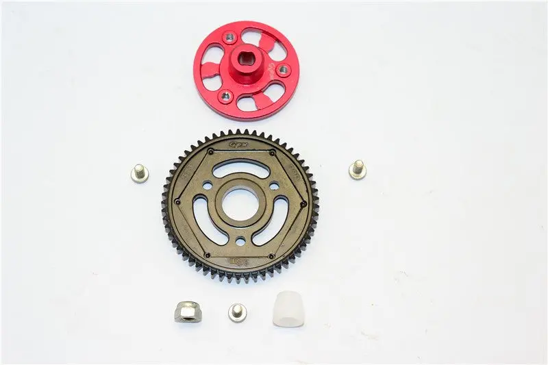 Axial Scx10 Ii (Ax90046) Aluminum Spur Gear Adapter + Steel Gear 57T - 1 Set Red 1