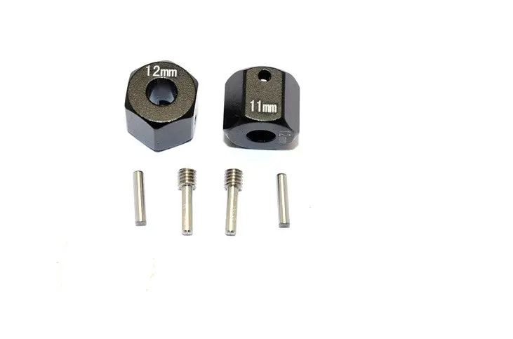 Axial Scx10 Ii (Ax90046) Aluminum Wheel Hex Adapters 12Mm X 11Mm - 2Pcs Set Black 1