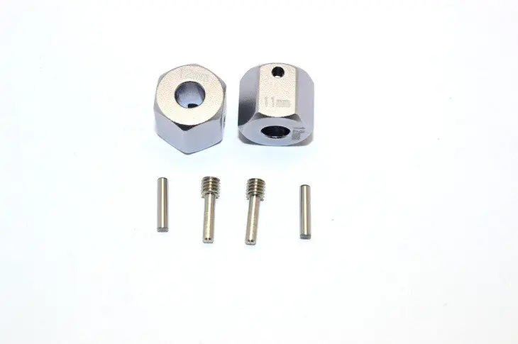 Axial Scx10 Ii (Ax90046) Aluminum Wheel Hex Adapters 12Mm X 11Mm - 2Pcs Set Gray Silver 1